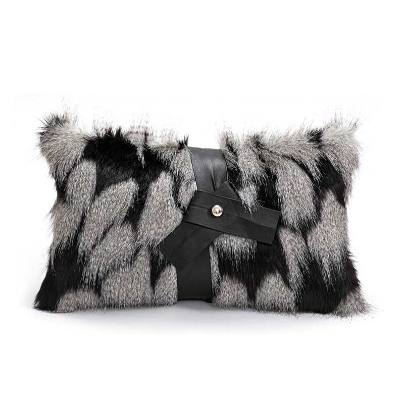 grey-and-white-pheasant-feathers-Lumbar pillow